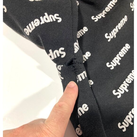 Supreme All Over Print Logo Hoodie Pullover Sweatshirt Youth Large Black Fair - Picture 7 of 12